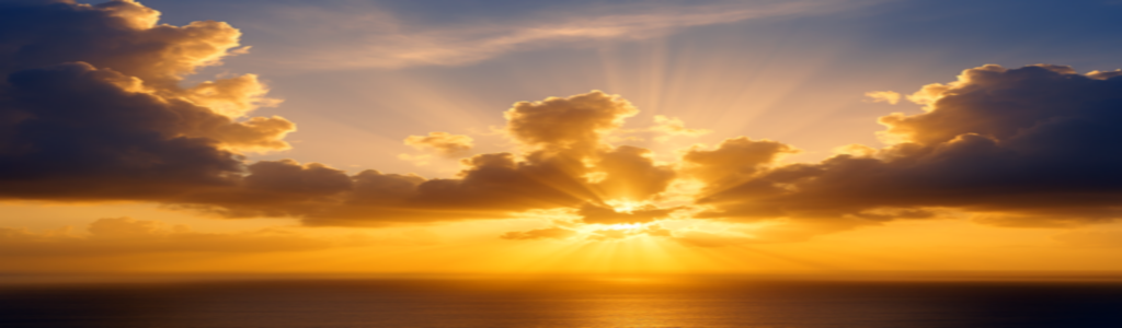 Golden light breaking through clouds symbolizing Heaven’s hope.